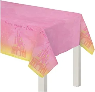 امسكان 572357 غطاء طاولة حفلات ديزني برينسيس من البلاستيك الوردي والأصفر ، 54 