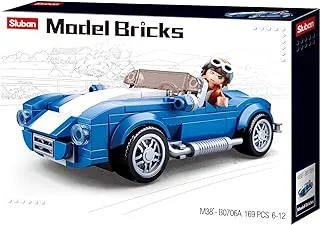 Sluban Model Bricks Series - Blue Car Building Blocks With Mini Figur -For Age 6+ Years Old - 169Pcs