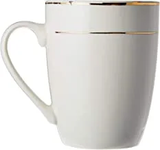 Shallow White Porcelain Tea Coffee Mug, Golden Line Pattern