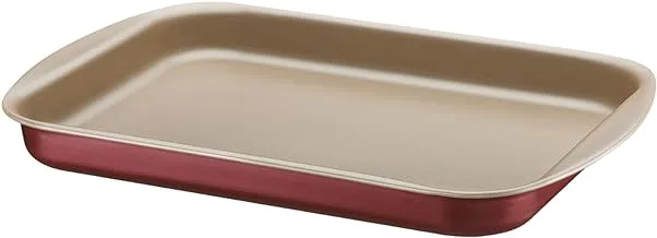 Tramontina Brasil 28cm 2L Red Aluminum Flat Roasting Pan with Interior and Exterior Starflon Max PFOA Free Nonstick Coating