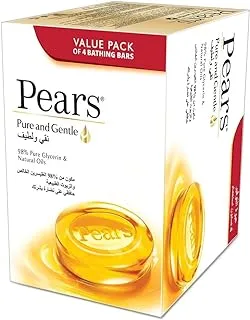 Pears Pure & Gentle Bathing Soap Bar, Pack of 4 X 125G
