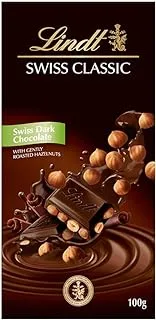 Lindt Swiss Classic Dark Chocolate with Hazelnut, 100g - Pack of 1