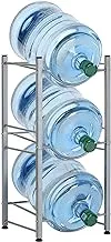حامل إبريق ماء 5 جالون من SHOWAY ، زجاجات تخزين رف زجاجات مياه شديدة التحمل من 3 طبقات ، فضي (LT-DB051)