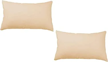 Sleep Night Pack Of 2 Plain Queen Size Pillow 50 X 75 cm Solid Color for Side, Stomach and Back Sleepers, Super Soft Down Alternative Microfiber Filled Pillows, Beige