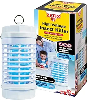 Zero In High Voltage Insect Killer (Poison-Free Bug Zapper, UV Light Lamp, Kills Flies, Midges and Mosquitoes, Home Use Electric Fly Killer)