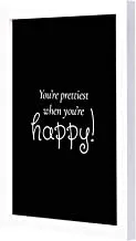 Lowha Happy Wooden Framed Wall Art Painting, 23 cm Length x 33 cm Width x 2 cm Height, White