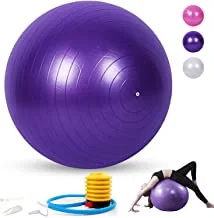 Marshal Fitness Yoga Ball, Exercise Ball for Fitness, Balance & Birthing, Anti-Burst Professional Quality Stability, Design Balance Ball Pilates Core and Workout Ball with Quick Pump - 65 cm (Purple)
