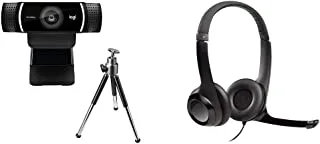 Logitech C922 Pro Stream Webcam, Hd 1080P/30Fps Or Hd 720P/60Fps Hyperfast Streaming, Black & H390 Wired Headset, Stereo Headphones With Noise-Cancelling Microphone, Black