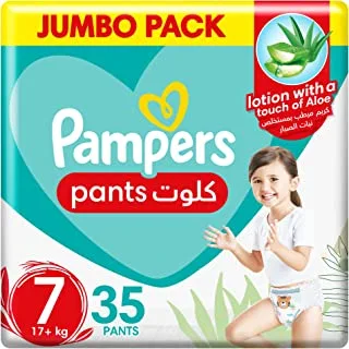 Pampers Aloe Vera, Size 7, Extra Large, 17+kg, Jumbo Pack, 35 Pants Diapers