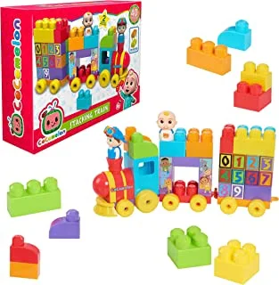 JUSt Play Cocomelon Stacking Train, 40 Piece Large Building Block Set Includes Jj And Tomtom Figures, Color And Number Recognition