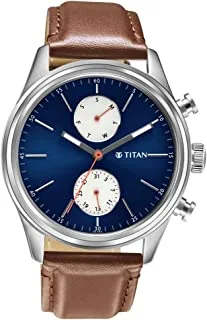 Titan Men Analogue Quartz Tan Leather Strap Watch - 1805Sl06