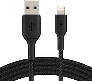 Belkin Braided Lightning Cable (Boost Charge Lightning to USB Cable for iPhone, iPad, AirPods) MFi-Certified iPhone Charging Cable, Braided Lightning Cable (1m, Black)