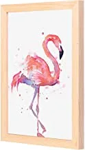 لووا لوحة فنية جدارية على شكل طائر الفلامنغو الوردي مع إطار خشبي جاهز للتعليق للمنزل ، غرفة النوم ، غرفة المعيشة والمكتب ، ديكور المنزل مصنوع يدويًا ، لون خشبي 23 × 33 سم من LOWHA