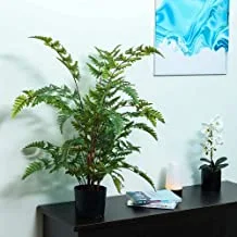 نباتات أوراق السرخس الاصطناعية من YATAI - نباتات مزروعة بوعاء اصطناعي مع وعاء بلاستيك أسود - نباتات لديكور المنزل - شجرة صناعية خارجية - نباتات مزيفة للشرفة - نباتات صناعية خارجية (90 سم)