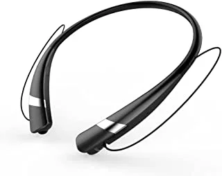 Bluetooth Neckband Headset,Flexible Neckstrap With Magnetic Earbuds And Vibration Answer Calls,Wireless Stereo Headset, Music Play 9 Hours, By Datazone, Black Dz-Hv-960, Meduim