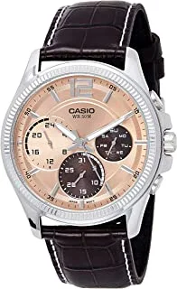 Casio Men's Quartz Watch, Analog Display and Leather Strap
