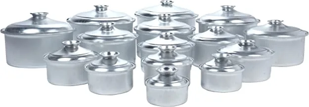 Al Saif Aluminium 15 Piece Cookware Cooking Set Chrome 33.5X28.2X17.8Cm