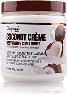 Africa's Best Originals By Crème Restorative Hair Conditioner Restores Vibrancy To Dry Brittle Hair Repairs Damage And Breakage 15 Oz, Green, Coconut, 1 Count, (Pack Of 1)