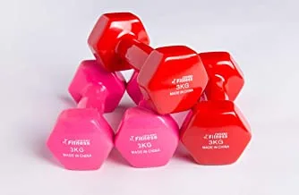 Dumbbells 3 kg, 4 pieces (2 red - 2 pink) from fitness world