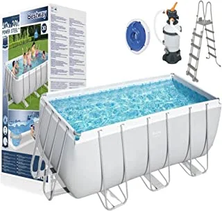 Bestway Rectangular Pool + Filter Pump + Ladder Set,412X201X122Cm