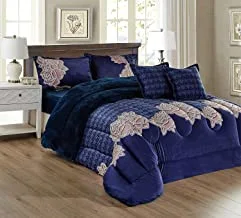 Warm and fluffy winter velvet fur reversible comforter set, single size (160 x 210 cm) 4 pcs soft bedding set, geometric stitch design, flr, multi color -3