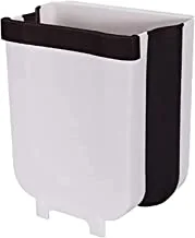 Showay Hanging Trash Can, Small Foldable Trash Can, Trash Can For Kitchen Cabinet Door, Hanging Trash Holder For Bathroom Bedroom Office Car And Kitchen,9L Capacity, White
