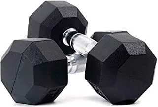 Marshal Fitness 2 Pcs Dumbbells,Rubber Coated Solid Steel Cast-Iron Dumbbell, Rubber Hex Dumbbells, Muscle Toning Weights Full Body Workout, Man And Woman Home Gym Dumbbells-30 kgs