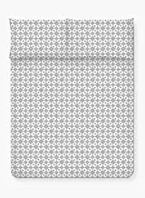 Home Town Geometric Floral Print Cotton King Grey Flat Sheet,50X80+15Cm