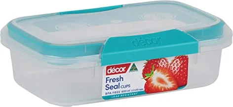 Décor Match-Ups Clips Oblong Food Storage Container, Blue, 600 Ml, 231800-006