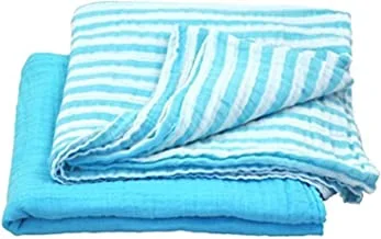 MUSlin Swaddle Blankets Made From Organic Cotton (2Pk)-Aqua Set-44 Inches X 44 Inches