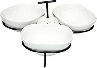 Shallow Porcelain Serving Set With Toothpick Holder And Stand, White, 3X17 Cm, Dy1961