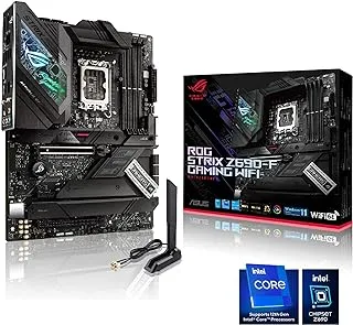 Asus rog strix z690-f gaming wifi intel lga 1700 atx gaming motherboard,16+1 power stages,ddr5,pcie 5.0,wifi 6e,2.5 gb lan,four m.2 with backplate heatsinks,and pcie slot q-release,aura sync,black