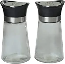 Home Houseware Glass Tasha Salt and Pepper Mill and Shaker with Steel - 2 Pieces