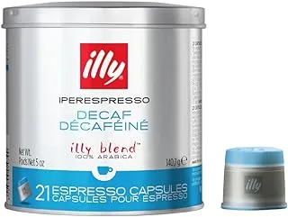 illy Coffee، كبسولات قهوة منزوعة الكافيين ، تحميص متوسط ​​، 100٪ أرابيكا ، 21 كبسولة