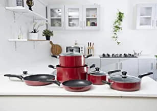 Royalford Non stick Cookware set 10pc,Red,Aluminium