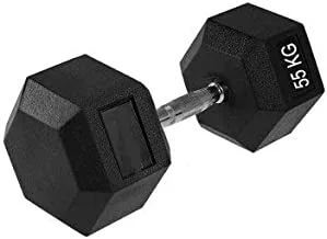 Marshal Fitness ONE Pcs Dumbbells,Rubber Coated Solid Steel Cast-Iron Dumbbell, Rubber Hex Dumbbells, Muscle Toning Weights Full Body Workout, Man And Woman Home Gym Dumbbells-55 kgs