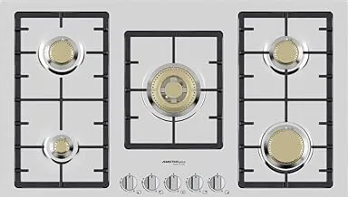 Mastergas 90 cm Heavy Mesh Italian Gas Surface with 5 Burners| Model No H95GBFX with 2 Years Warranty