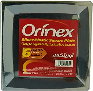 Orinex Plastic Square Plate 9 Inc , 6 Pcs - Black