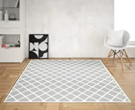 Private Brand Strips Area Rugs for Living Room, Super Soft Rug for Bedroom, Light Grey with White Strips Rug 120 x 160 cm, Plush Carpet Home Decor for Kids Bedroom and Living Room