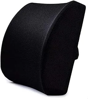 Memory Foam Lumbar Support Back cushion With 3D Mesh Cover Balanced Firmness Designed for Lower Back Pain Relief- Ideal Back Pillow for Computer/Office Chair, Car Seat, Recliner etc. - Black