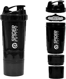 Marshal Fitness Multicolor Shaker Bottles for Protein Mixes, Supplement Storage Containers, Leak Proof BPA Free Plastic, Portable and Travel Friendly for Workouts (Black)-Mf-0165