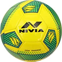 Nivia DOM10 Training ‎PU Football (Yellow, Size 5) | Machine Stitched | 32 Panel | TPU top Layer | Soccer Ball | Butyl Bladder Core