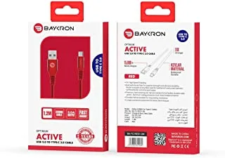 كابل Baykron USB A إلى Type C 1.2 M 3A RED