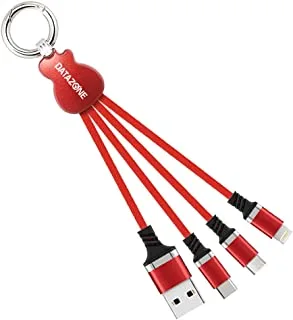Datazone Guitar Ring USB Charger Cable 5 in 1 Multi Compatible with Type C, Micro and iPhone DZ-5C01G- Red