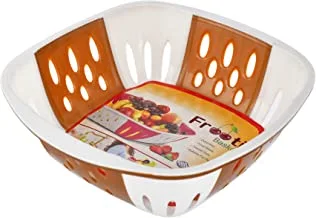 سلال تخزين بلاستيكية متوسطة متعددة الأغراض من كوبر إندستريز للخضروات والفواكه وطاولة طعام وثلاجة المطبخ (بني) - HS42KUBMART25298