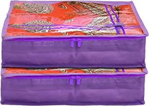 Heart Home Non-Woven Single Saree Cover With Tranasparent Top- Pack of 2 (Purple)-44HH0333