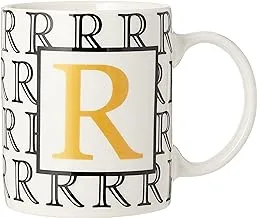 كوب قهوة بورسلين مطبوع عليه حرف R من الخزف ، Bd-Mug-R