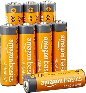 Amazon Basics 8 Pack Aa High-Performance Alkaline Batteries, 10-Year Shelf Life, Easy To Open Value Pack