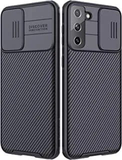 جراب Nillkin متوافق مع غطاء Galaxy S21 Plus ، وغطاء كاميرا صلب مع شريحة كاميرا ، وغطاء حماية من السقوط [واقي عدسة مدمج] [جراب مصمم لهاتف Samsung Galaxy S21 Plus] - أسود