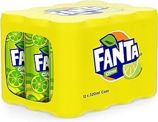 Fanta Citrus, Carbonated Soft Drink, Can 320ml, pack of 12